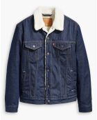 Veste en jean fourrée Sherpa bleu brut