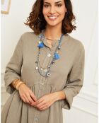 Robe boutonnée 100% Lin taupe