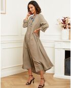 Robe boutonnée 100% Lin taupe