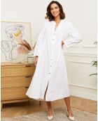 Robe boutonnée 100% Lin blanche