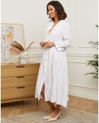 Robe boutonnée 100% Lin blanche