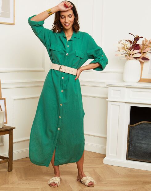 Robe 100% Lin Elodie verte