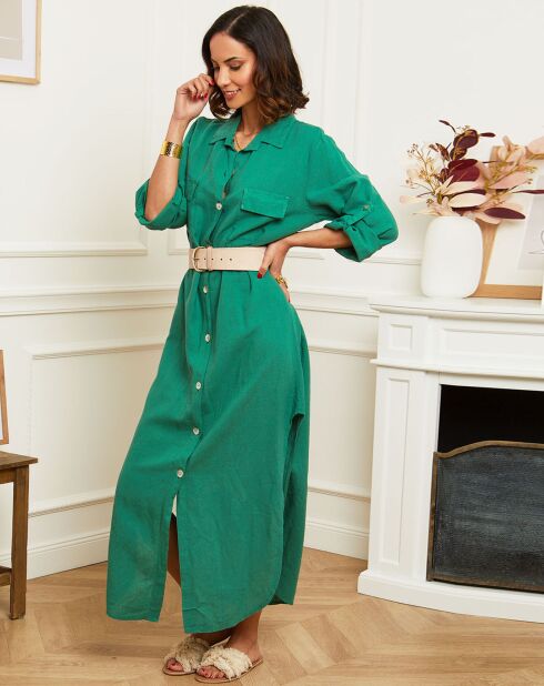Robe 100% Lin Elodie verte