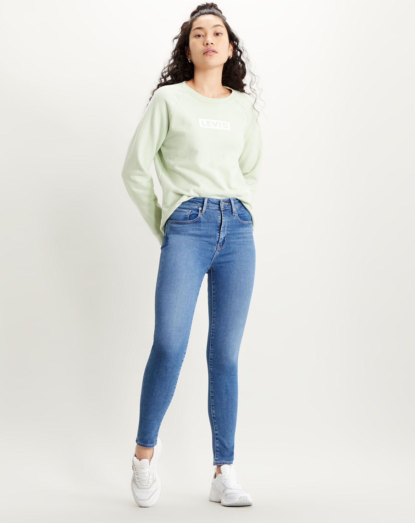 Jean Skinny Levi's 721 High Rise Taille Haute Femme - Taille W26 L30 - Bleu Délavé Moyen - Occasion Très Bon état