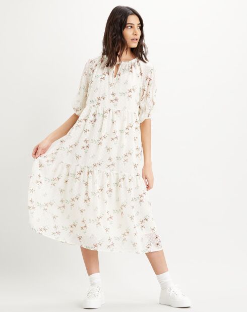 Robe Azalea imprimé floral écrue