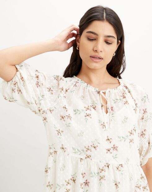 Robe Azalea imprimé floral écrue