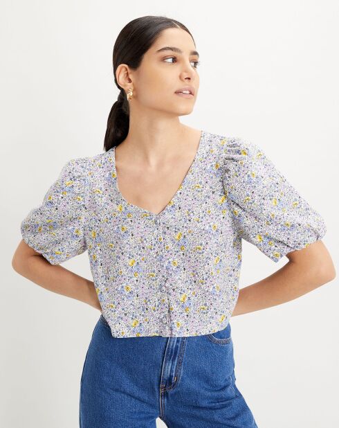 Blouse Holly courte à motifs blanche