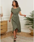Robe 100% Lin Gabrielle kaki