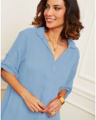 Robe 100% Lin Suzie bleue
