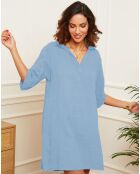 Robe 100% Lin Suzie bleue