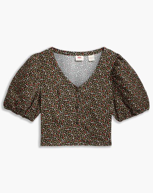Blouse Holly courte à motifs noire