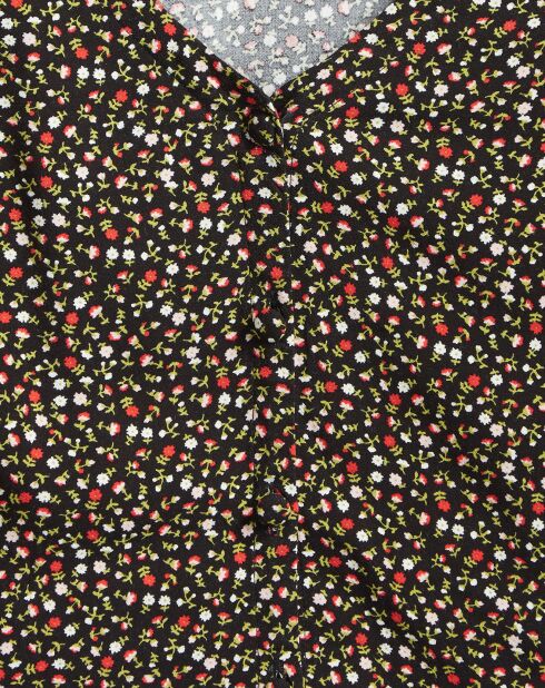 Blouse Holly courte à motifs noire