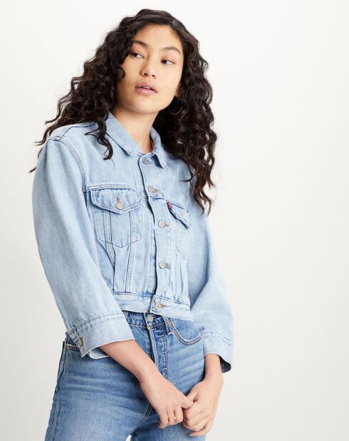 Veste en jean crop Sleeve bleue