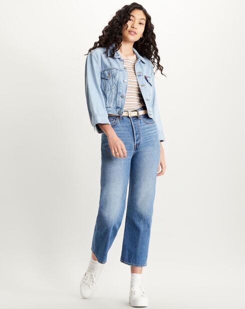 Veste en jean crop Sleeve bleue