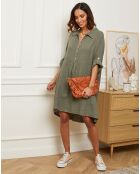 Estelle kaki jurk van 100% linnen