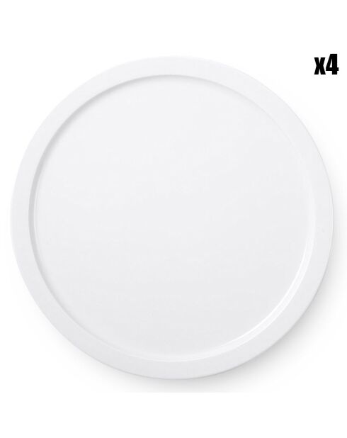 4 Assiettes à pizza en Porcelaine Trattoria blanches - D.31 cm