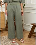 Kaki broek van 100% linnen Valencia