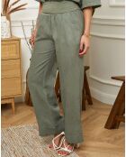 Kaki broek van 100% linnen Valencia