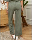 Kaki broek van 100% linnen Valencia