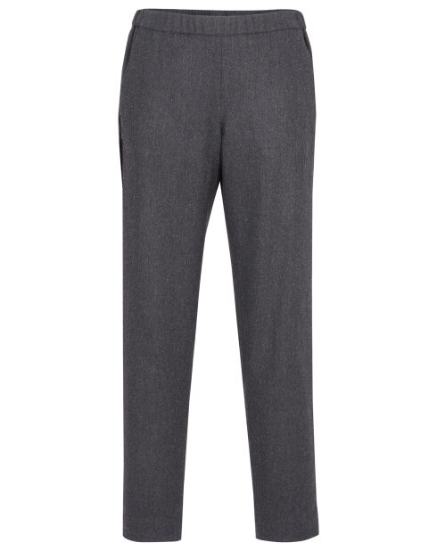 Pantalon en Laine mélangée Paolo à bande Velours gris foncé