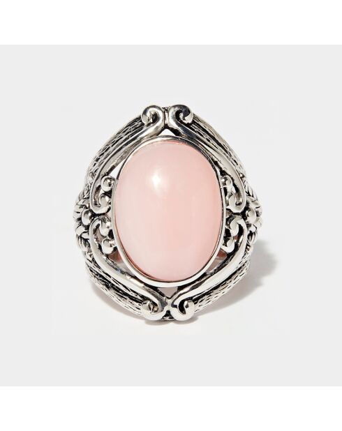 Itzcuintli ring in sterling zilver en roze opaal 5,8 kt