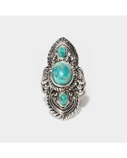 Bague Coatl en Argent massif & Turquoise 2.7 ct
