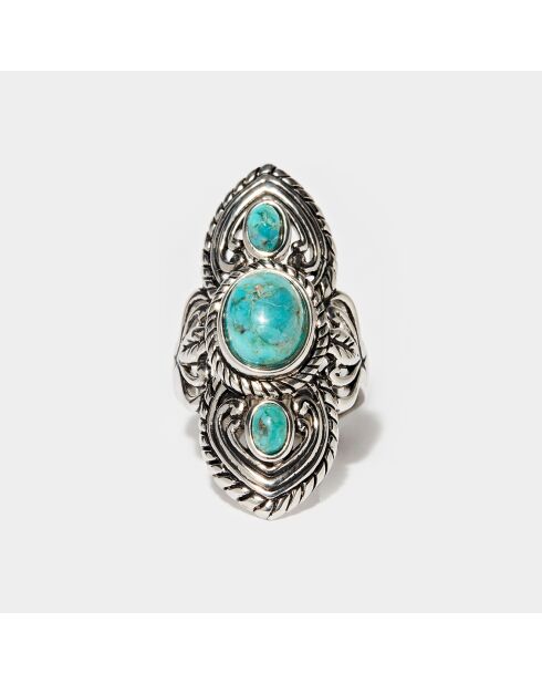 Bague Coatl en Argent massif & Turquoise 2.7 ct