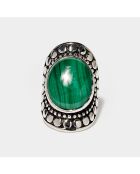 Bague Xipe Tótec en Argent massif & Malachite 13 ct
