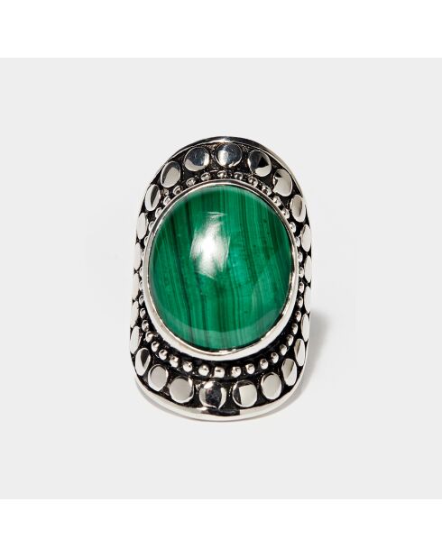 Bague Xipe Tótec en Argent massif & Malachite 13 ct