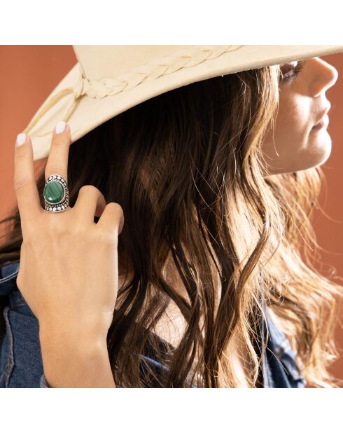 Bague Xipe Tótec en Argent massif & Malachite 13 ct