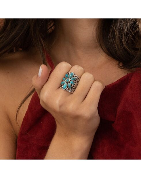 Bague Tunche en Argent massif & Turquoise 2.2 ct