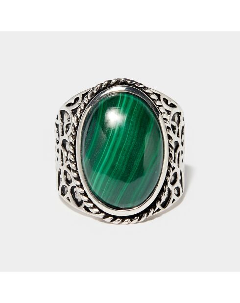 Bague Amimitl en Argent massif & Malachite 2.7 ct