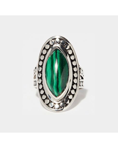 Bague Homshuk en Argent massif & Malachite 5.4 ct