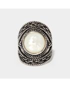 Tlaloc Ring aus Sterlingsilber und Perlmutt 4,5 ct