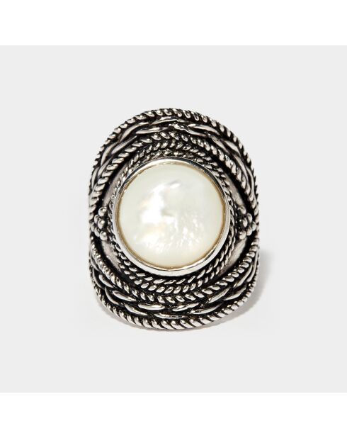 Tlaloc Ring aus Sterlingsilber und Perlmutt 4,5 ct