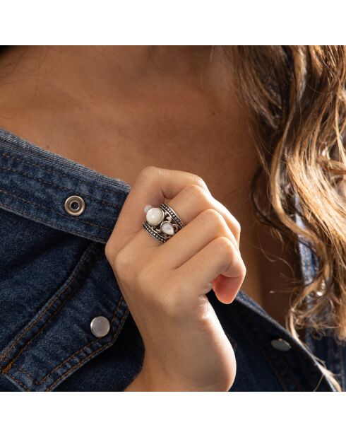 Kolo Ring aus Sterlingsilber und Perlmutt 5,8 ct