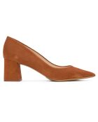 Décolleté June in pelle di velluto marrone - tacco 6,5 cm