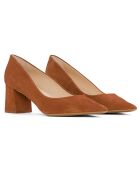 Décolleté June in pelle di velluto marrone - tacco 6,5 cm