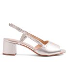 Slingback Lina aus silberfarbenem Leder - 5,5 cm Absatz