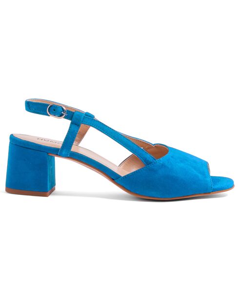 Blauer Slingback Lina aus Velvet aus Veloursleder — 5,5 cm Absatz