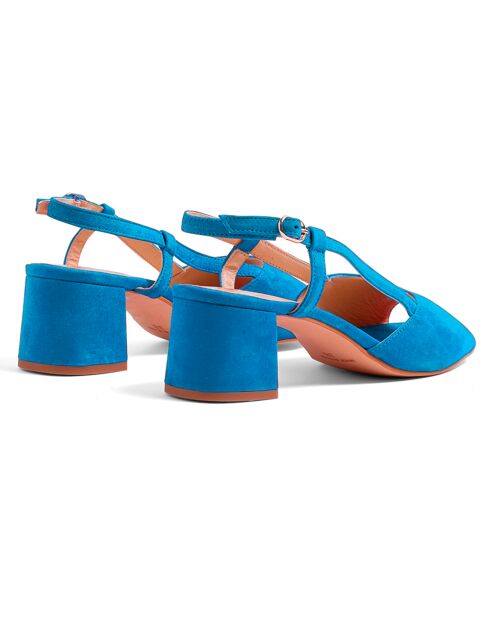 Blauer Slingback Lina aus Velvet aus Veloursleder — 5,5 cm Absatz