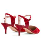 Escarpins en Velours de Cuir Anne rouges - Talon 5 cm