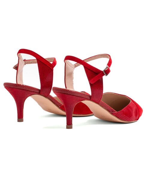 Zapatos de tacón Anne de terciopelo rojo - Tacón de 5 cm