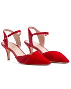 Escarpins en Velours de Cuir Anne rouges - Talon 5 cm