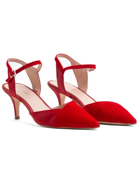 Zapatos de tacón Anne de terciopelo rojo - Tacón de 5 cm