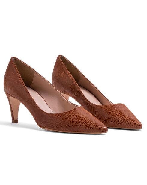 Escarpins en Cuir Nicole marron - Talon 6.5 cm