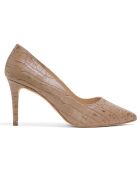 Donkerbeige leren pumps van Alia - hak 8,5 cm