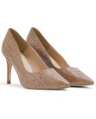 Donkerbeige leren pumps van Alia - hak 8,5 cm