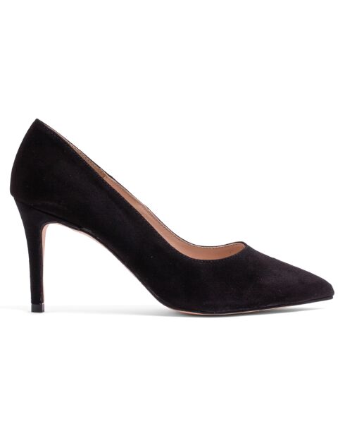 Zapatos Alia de piel de terciopelo negros, tacón de 8,5 cm
