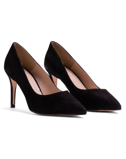 Zapatos Alia de piel de terciopelo negros, tacón de 8,5 cm